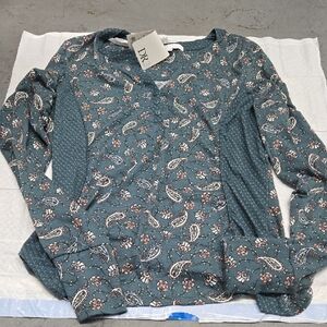 DR2 Teal Paisley Long Sleeve Top